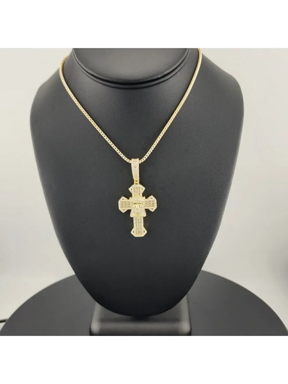 Sterling Silver 925 Cross Necklace with Jesus Face Religious Pendant